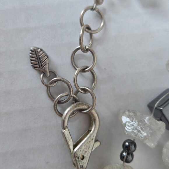 Beautiful Raw Clear Crystal & Hematite Beaded Artisan Necklace - Picture 4 of 5